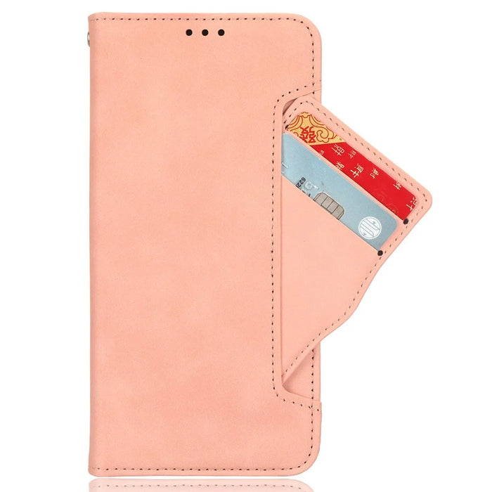For XREAL Beam Pro Leather Case Phone Wallet Cover with Multiple Card Slots - Pink - 2