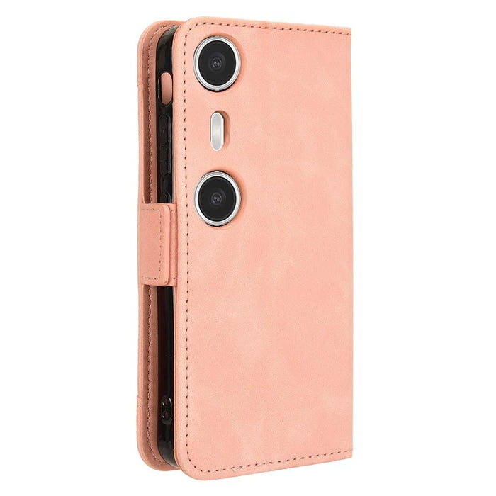 For XREAL Beam Pro Leather Case Phone Wallet Cover with Multiple Card Slots - Pink - 7