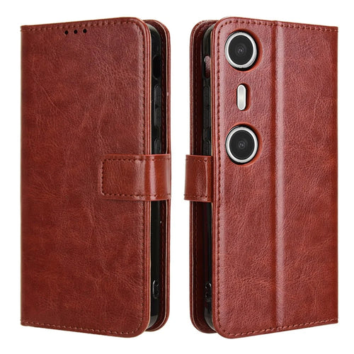 For XREAL Beam Pro Case Crazy Horse Texture PU Leather Phone Wallet Cover - Brown - 1
