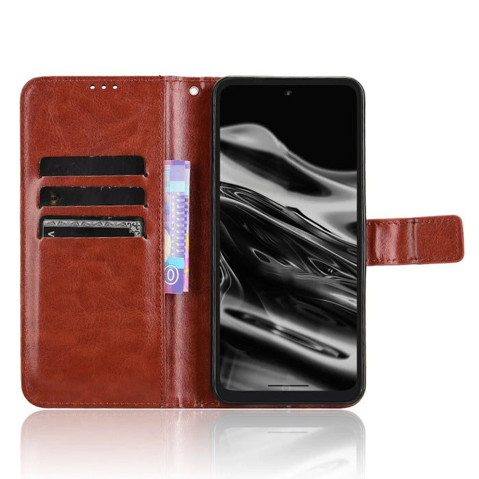 For XREAL Beam Pro Case Crazy Horse Texture PU Leather Phone Wallet Cover - Brown - 2