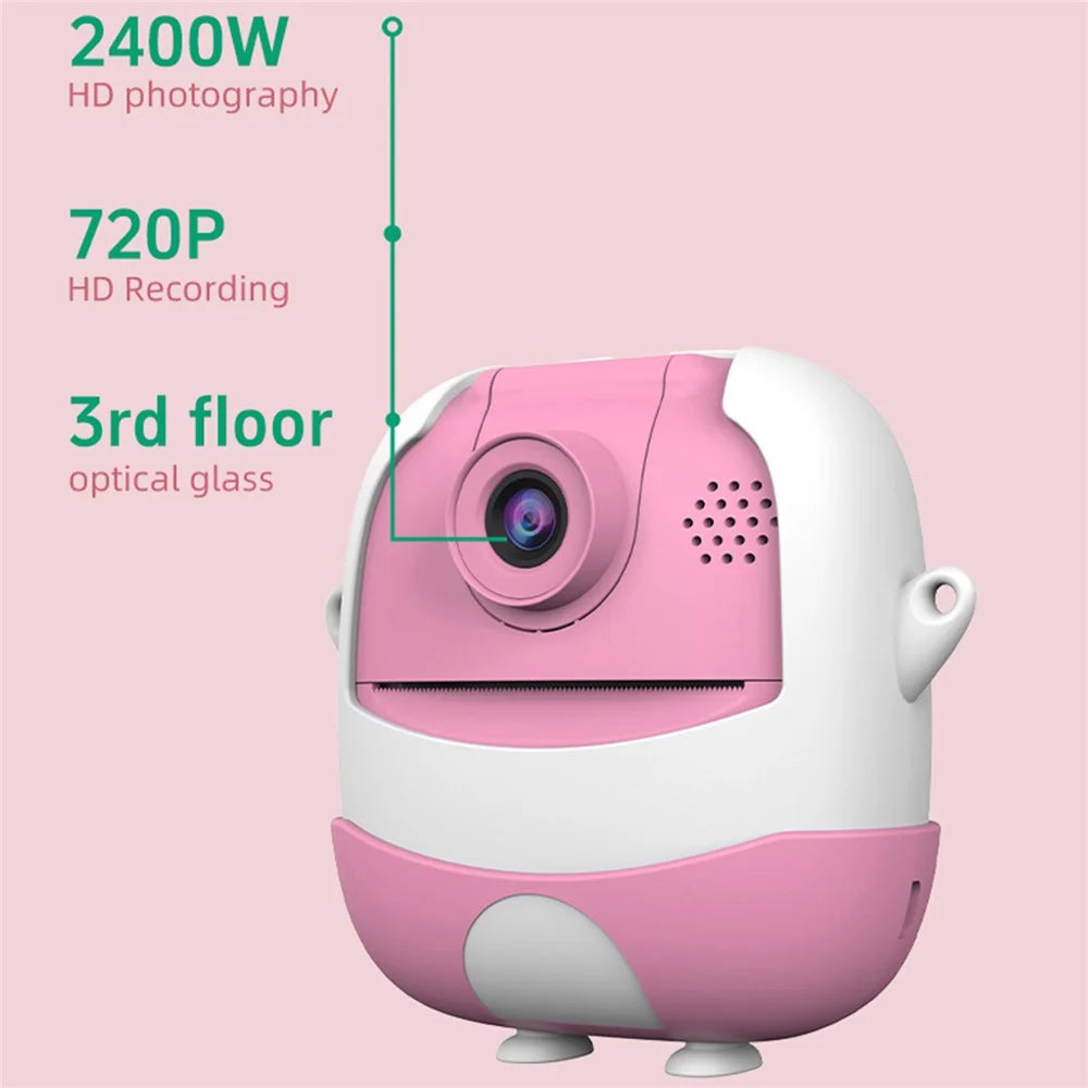 A19B Cartoon Design 2.0-inch Screen Mini Kids HD Digital Camera Instant Photo Printer with 32G TF Card + Card Reader - Pink - 4