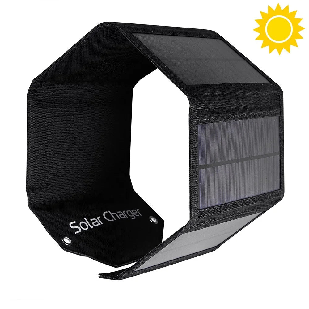 SPB5Z Foldable 5 Solar Panel Charger 10W 5V Portable Solar Charger for Outdoor Hiking Camping - Black - 1