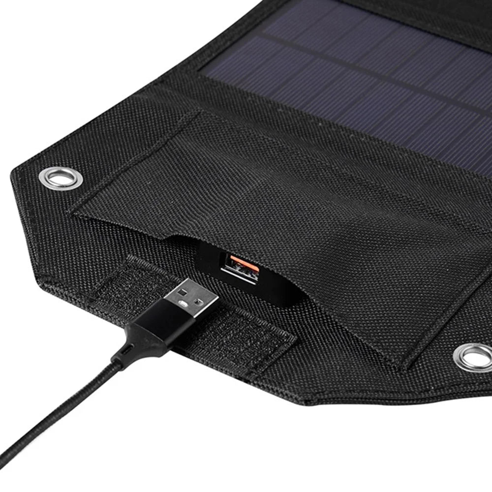 SPB5Z Foldable 5 Solar Panel Charger 10W 5V Portable Solar Charger for Outdoor Hiking Camping - Black - 4