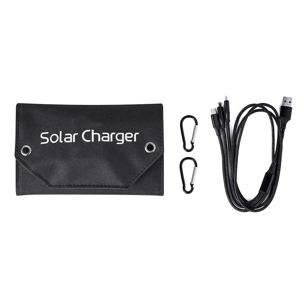 SPB5Z Foldable 5 Solar Panel Charger 10W 5V Portable Solar Charger for Outdoor Hiking Camping - Black - 6