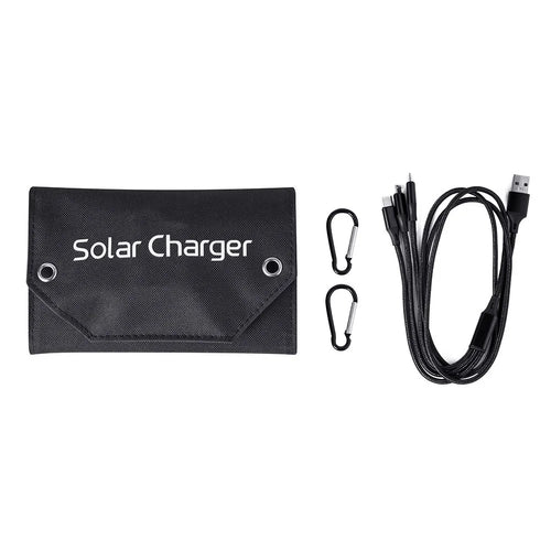 SPB6Z Foldable 6 Solar Panel Charger 12W 5V Portable Solar Charger for Outdoor Hiking Camping - Black - 1