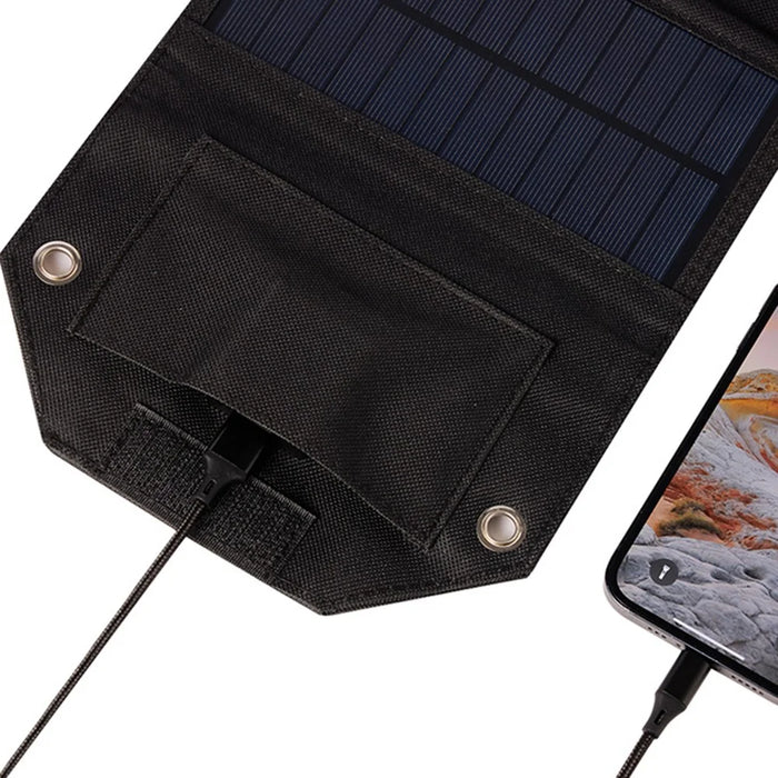 SPB6Z Foldable 6 Solar Panel Charger 12W 5V Portable Solar Charger for Outdoor Hiking Camping - Black - 4