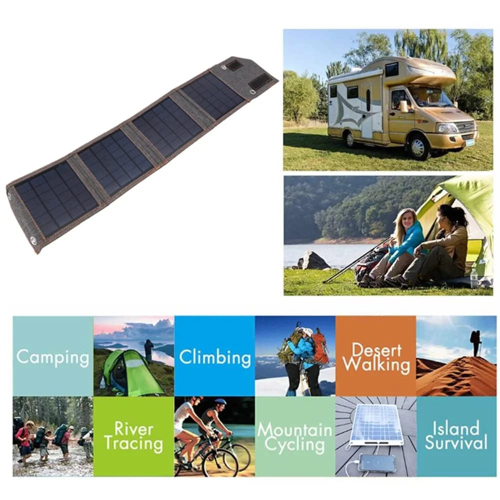 FSC-8W Foldable 4 Solar Panel 8W Solar Cell Charger Mobile Power Bank for Camping Hiking - 2