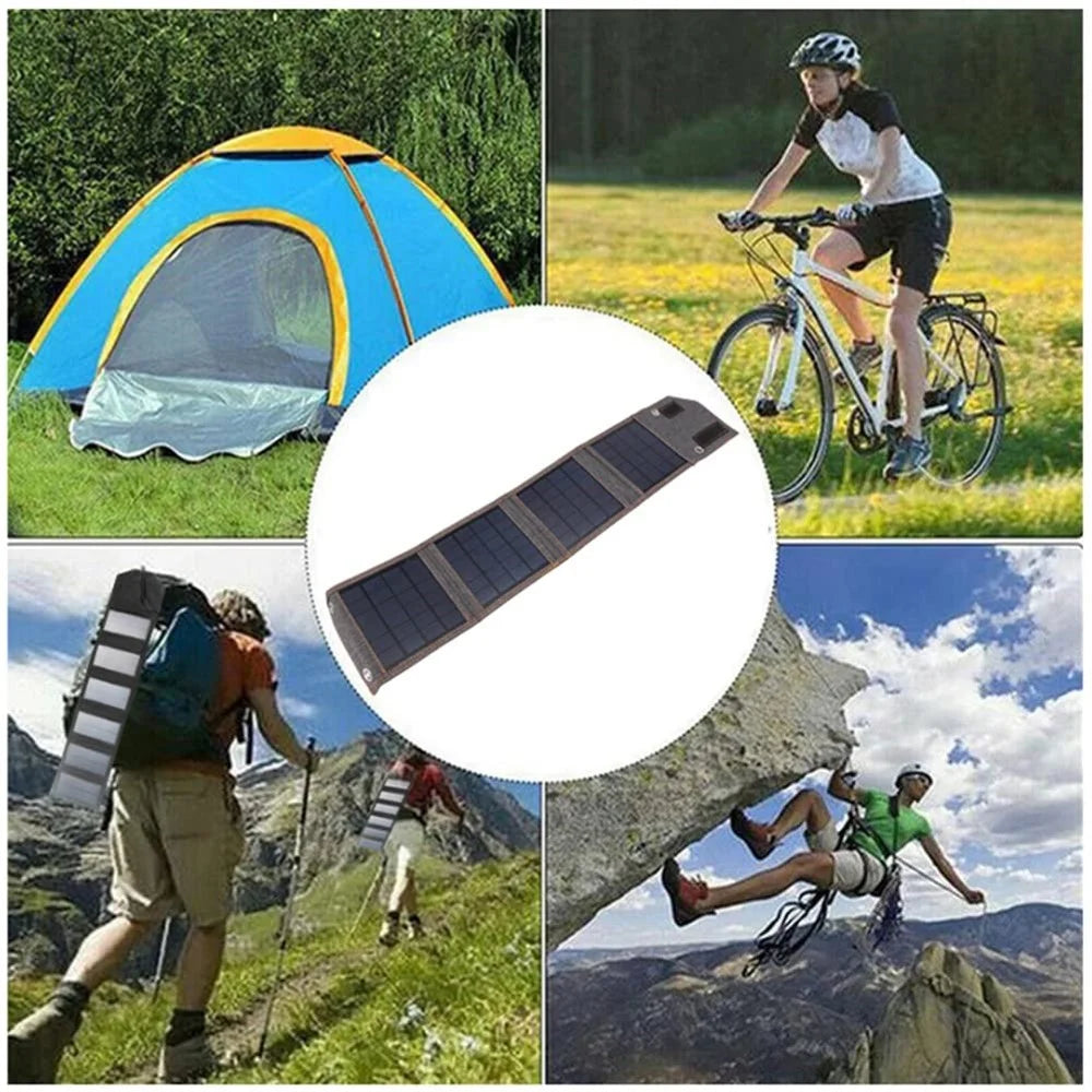 FSC-8W Foldable 4 Solar Panel 8W Solar Cell Charger Mobile Power Bank for Camping Hiking - 3