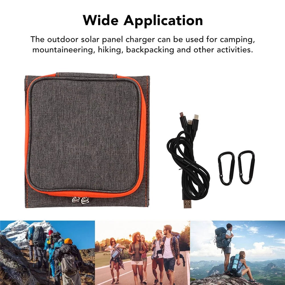 FSC-10W Foldable 3 Solar Panel 10W Solar Cell Charger Mobile Power Bank for Camping Hiking - 3