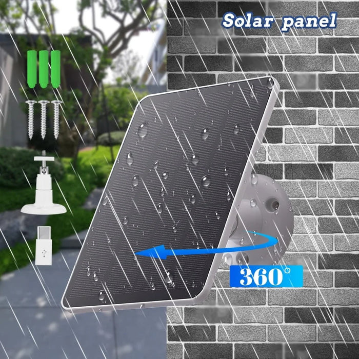CSP4W-A 4W 5V Solar Panel for Security Camera Monocrystalline Solar Charger with Adjustable Bracket - White - 2