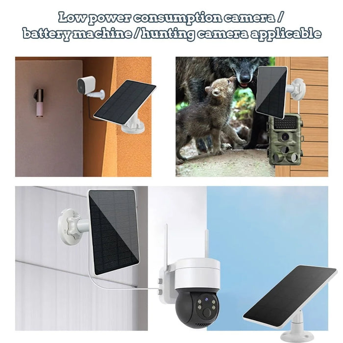 CSP4W-A 4W 5V Solar Panel for Security Camera Monocrystalline Solar Charger with Adjustable Bracket - White - 5