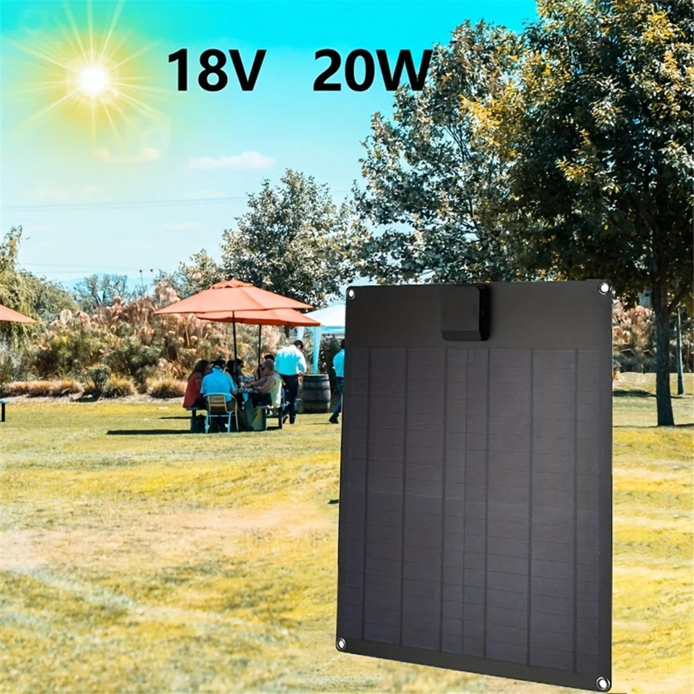 GKP415 18W 5V Polycrystalline Silicon Solar Panel Charger Dual USB Output with Controller for Phone Outdoor - Black - 2