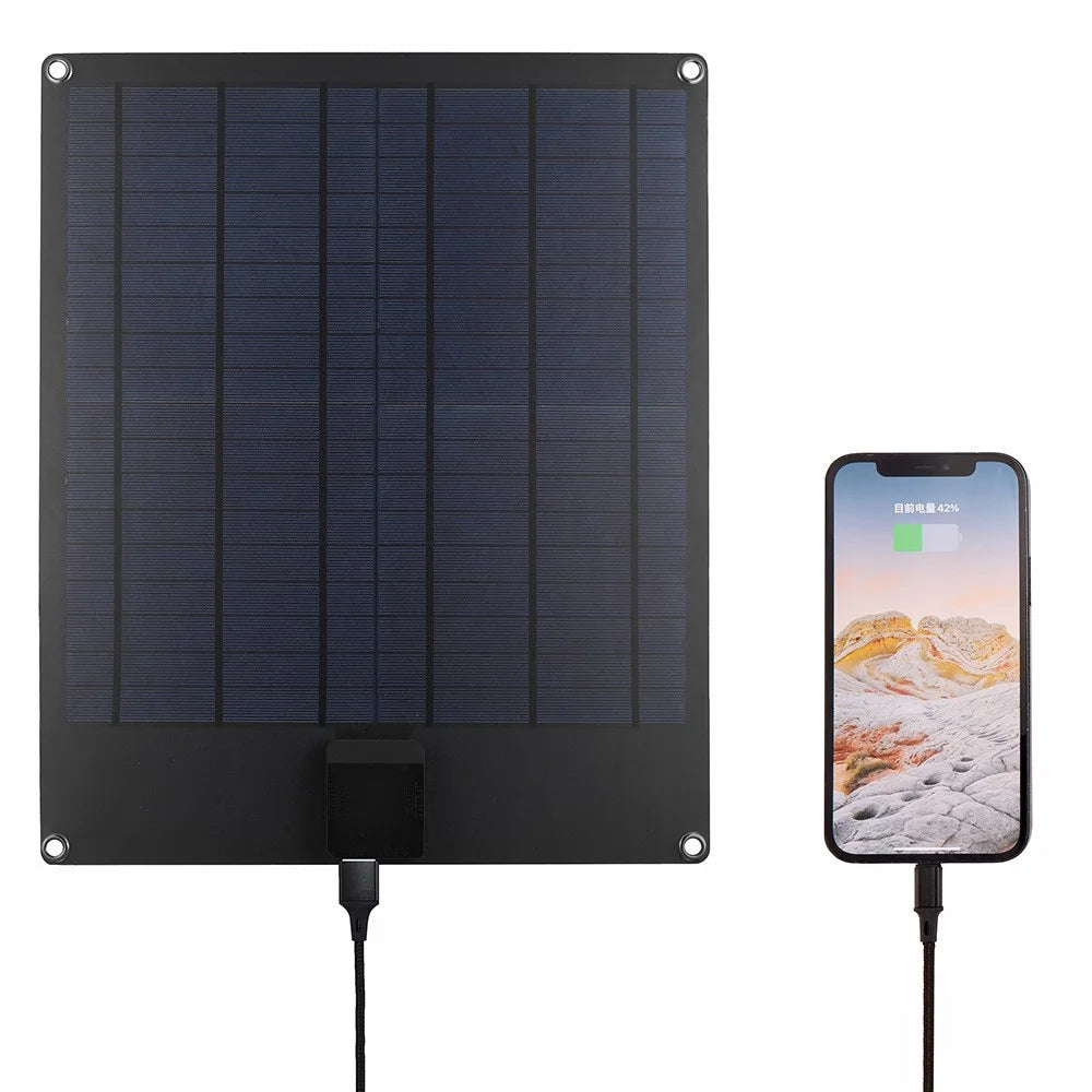 GKP415 18W 5V Polycrystalline Silicon Solar Panel Charger Dual USB Output with Controller for Phone Outdoor - Black - 3
