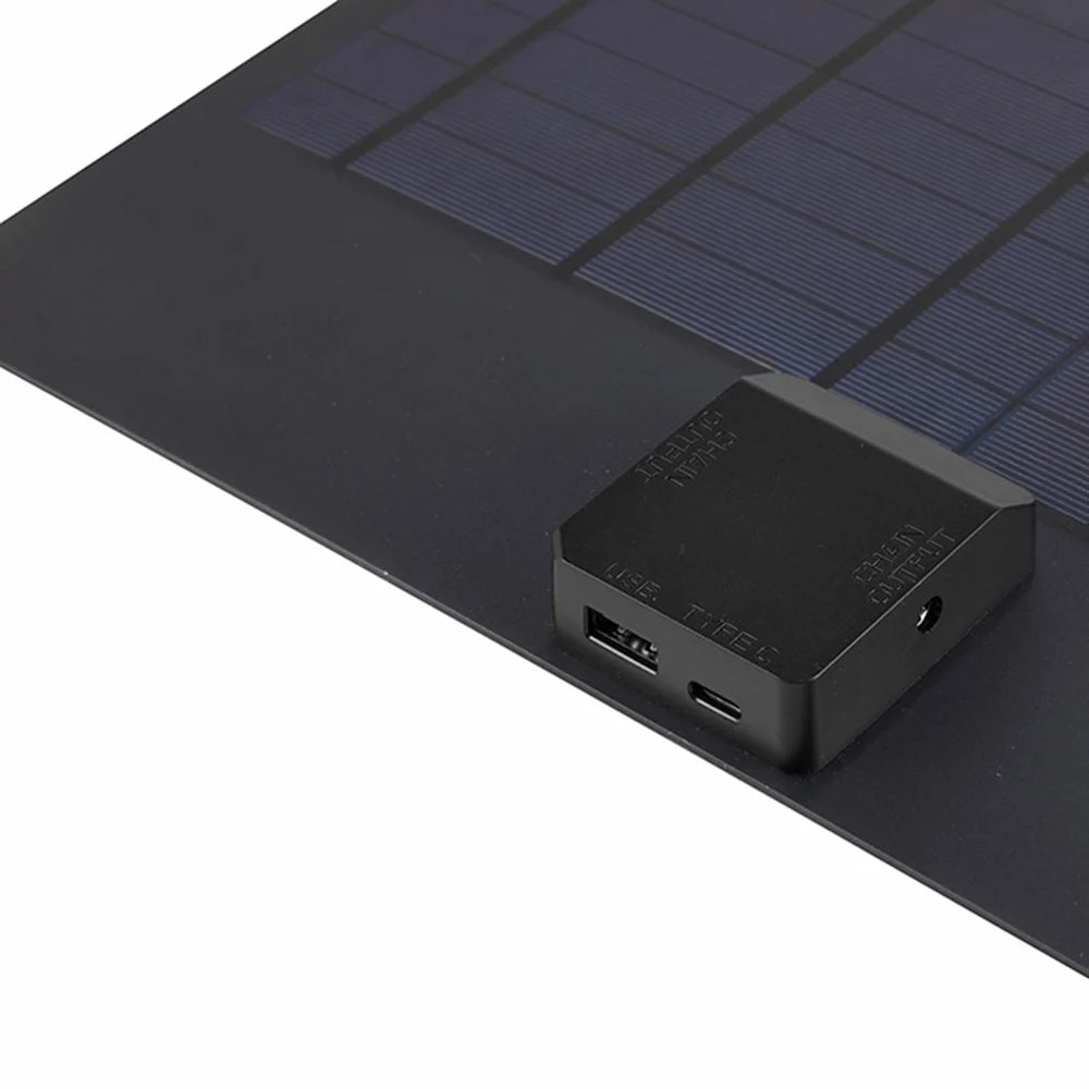 GKP415 18W 5V Polycrystalline Silicon Solar Panel Charger Dual USB Output with Controller for Phone Outdoor - Black - 5