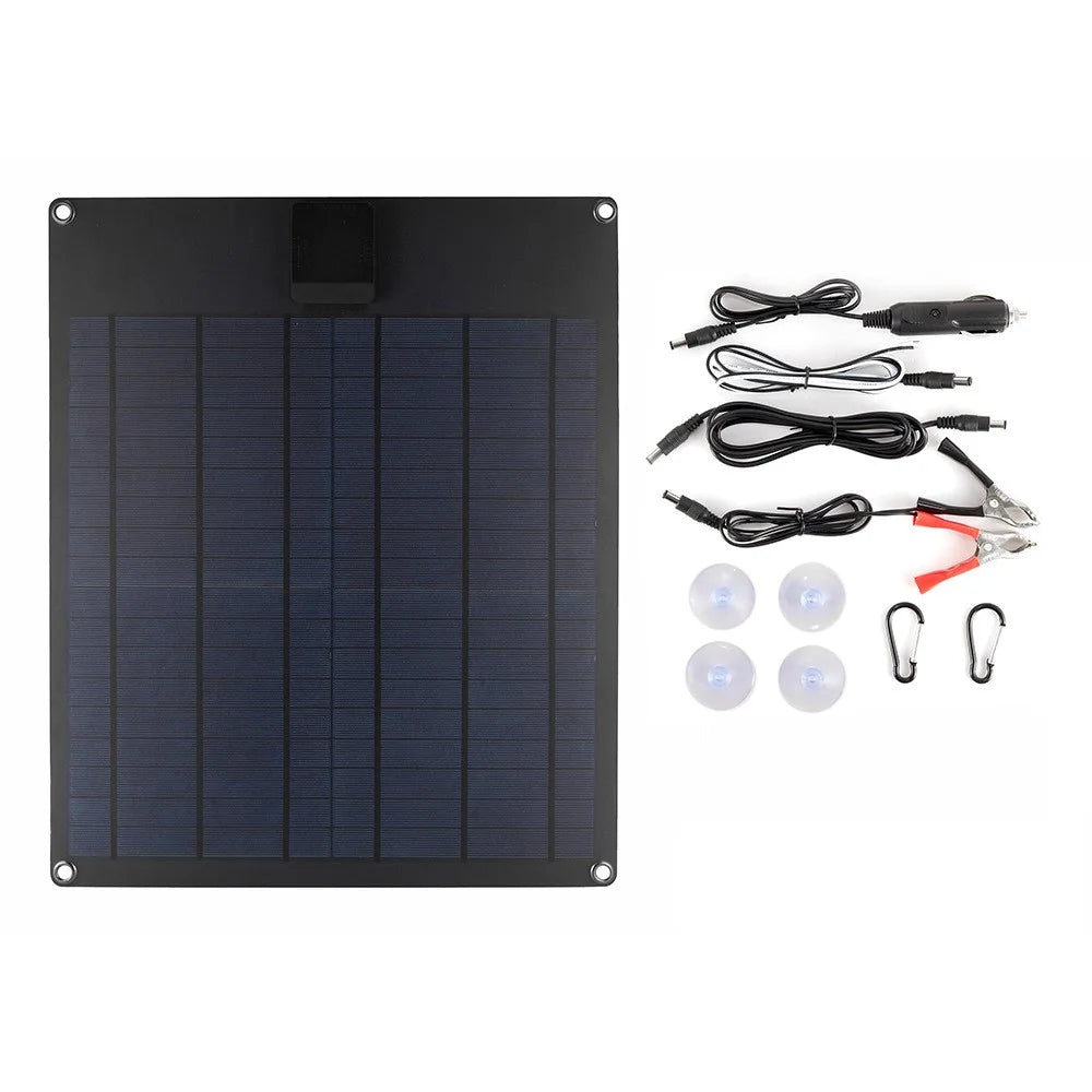 GKP415 18W 5V Polycrystalline Silicon Solar Panel Charger Dual USB Output with Controller for Phone Outdoor - Black - 6
