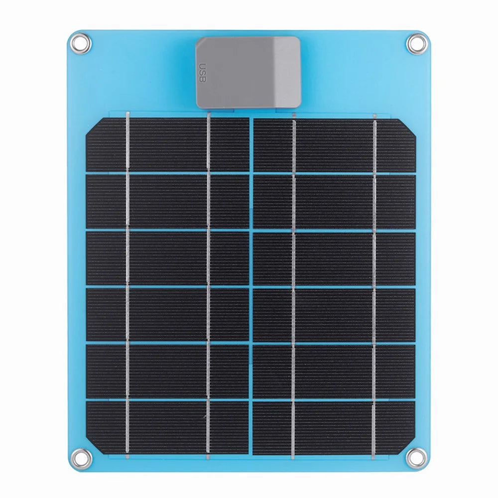 GKM215 5W 5V Monocrystalline Solar Panel Charger USB Port Portable for Cell Phone Camping Hiking Travel - Blue - 1