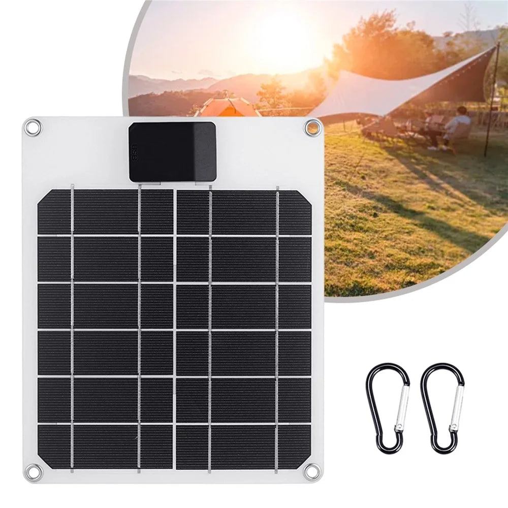GKM215 5W 5V Monocrystalline Solar Panel Charger USB Port Portable for Cell Phone Camping Hiking Travel - Blue - 3