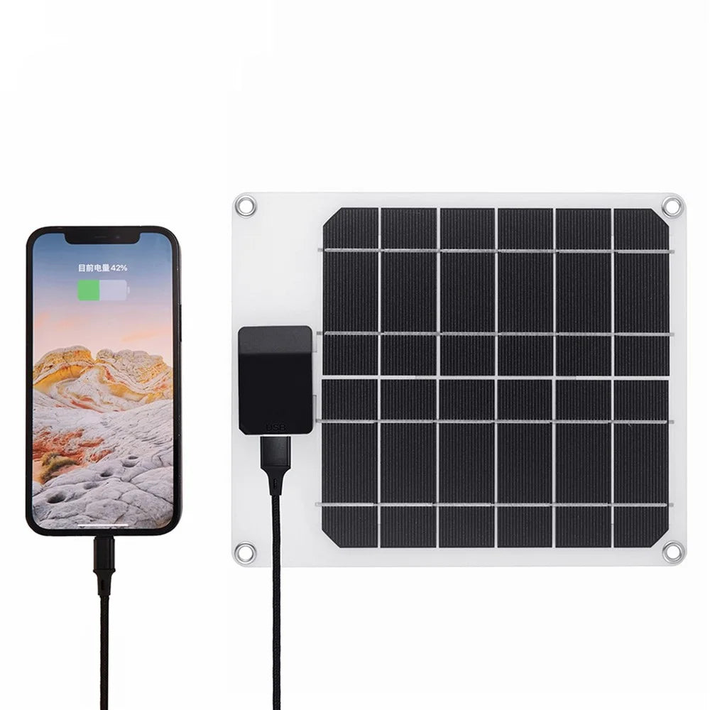 GKM215 5W 5V Monocrystalline Solar Panel Charger USB Port Portable for Cell Phone Camping Hiking Travel - Blue - 4