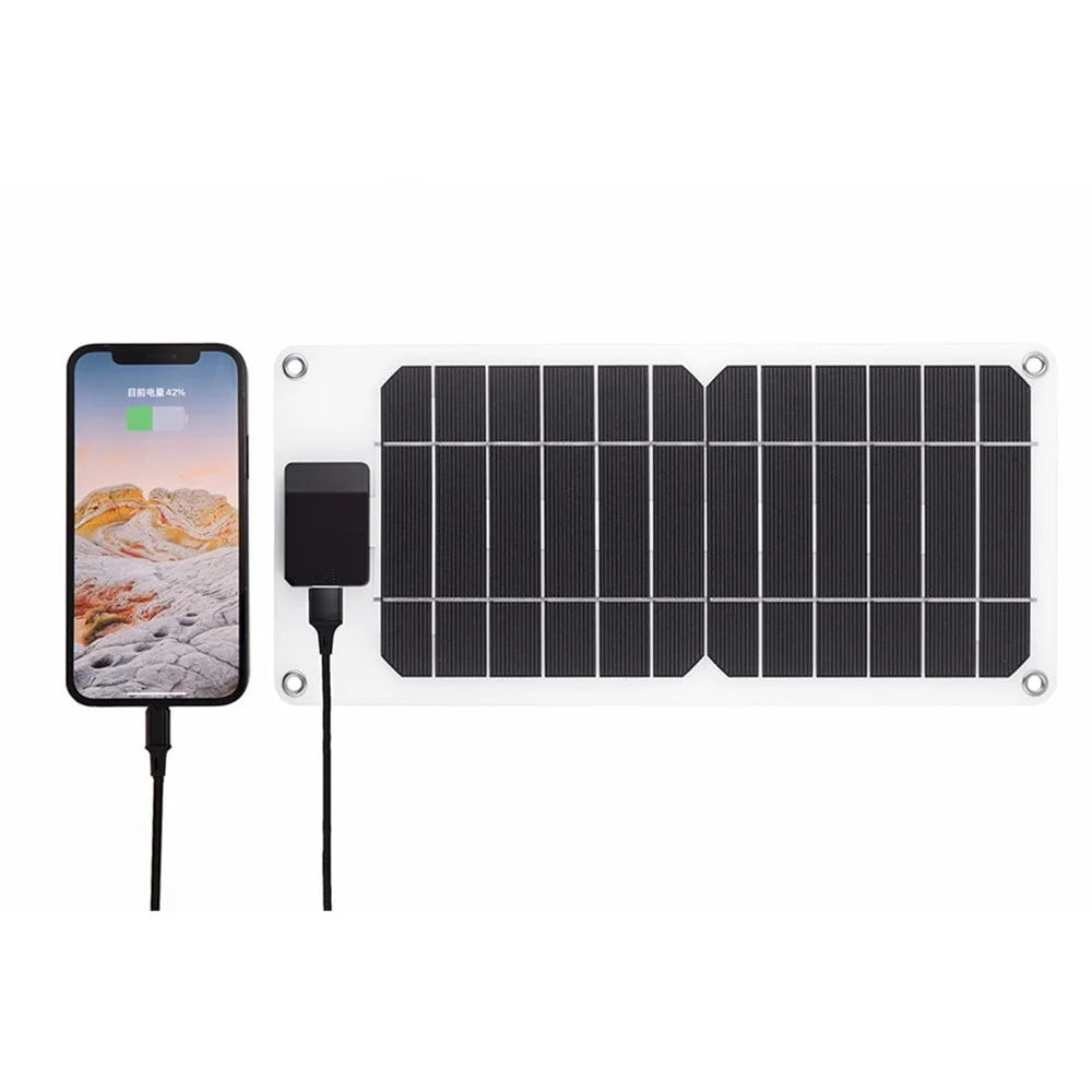 GKM215 6W 5V Monocrystalline Solar Panel Charger USB Port Portable for Cell Phone Camping Hiking Travel - Black - 2