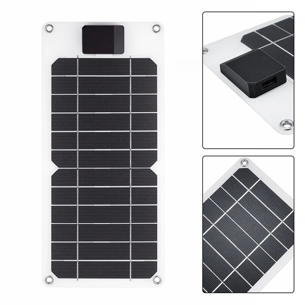 GKM215 6W 5V Monocrystalline Solar Panel Charger USB Port Portable for Cell Phone Camping Hiking Travel - Black - 4
