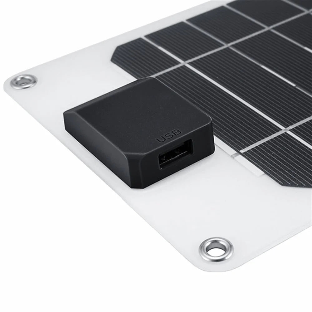 GKM215 6W 5V Monocrystalline Solar Panel Charger USB Port Portable for Cell Phone Camping Hiking Travel - Black - 6