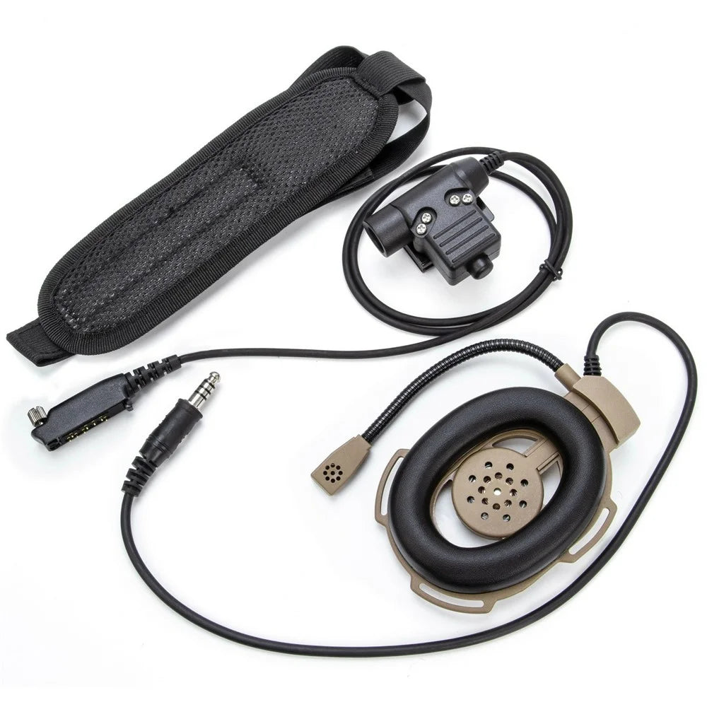 For Sepura STP8038 / STP8035 / STP8030 / Sepura STP8000 Single Ear HD01 7.1mm Walkie Talkie Headset with U94 PTT Adapter - Brown - 2