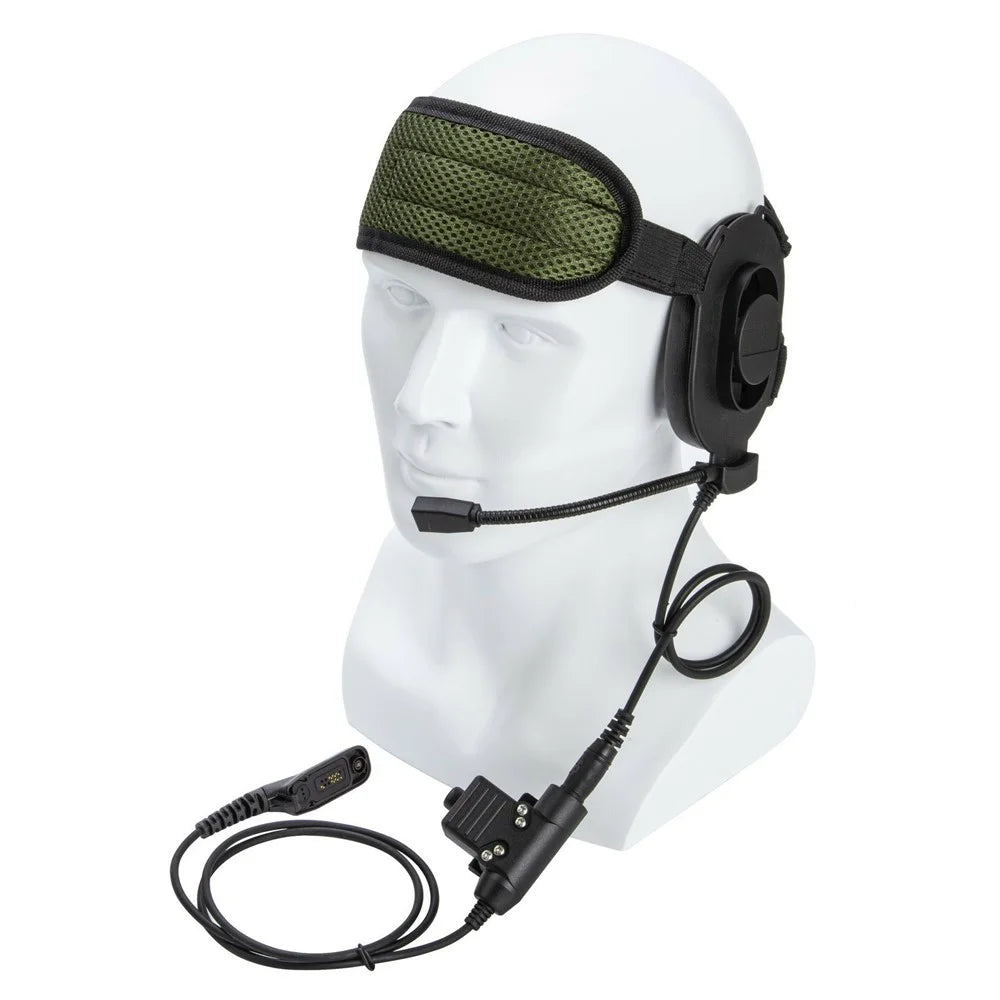 For Motorola Xir P8268 / XiR P8260 / APX-8000 / APX-7000 HD01 Walkie Talkie Headset 7.1mm Single Ear Headphone with U94 PTT Adapter - Black - 1