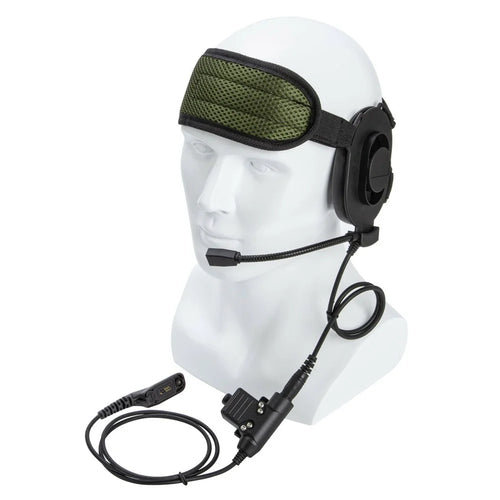 For Motorola Xir P8268 / XiR P8260 / APX-8000 / APX-7000 HD01 Walkie Talkie Headset 7.1mm Single Ear Headphone with U94 PTT Adapter - Black - 1