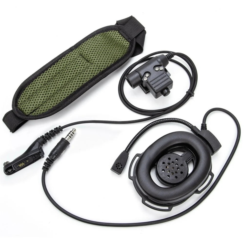 For Motorola Xir P8268 / XiR P8260 / APX-8000 / APX-7000 HD01 Walkie Talkie Headset 7.1mm Single Ear Headphone with U94 PTT Adapter - Black - 2