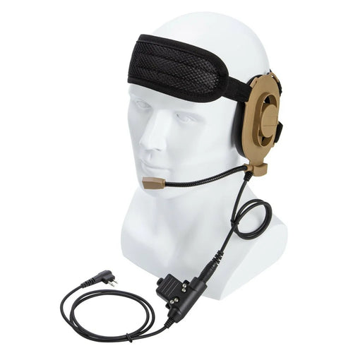For Motorola GP88 / GP2000 HD01 Bowman Elite II Walkie Talkie 7.1mm Headset with U94 PTT Adapter - Brown - 1