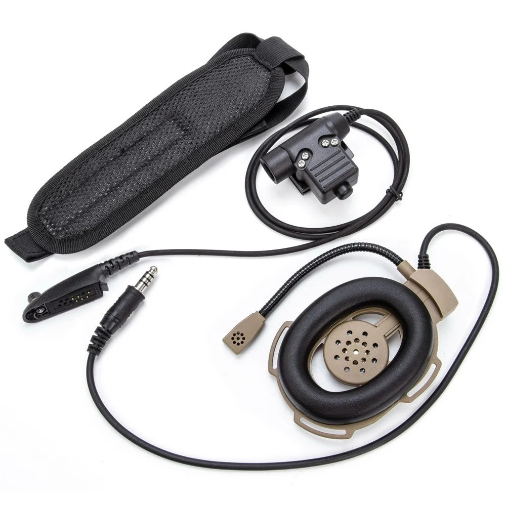 For Motorola GP340 / GP338 / GP328 / GP320 / GP140 HD01 7.1mm Single Ear Walkie Talkie Headphone with U94 PTT Adapter - 2