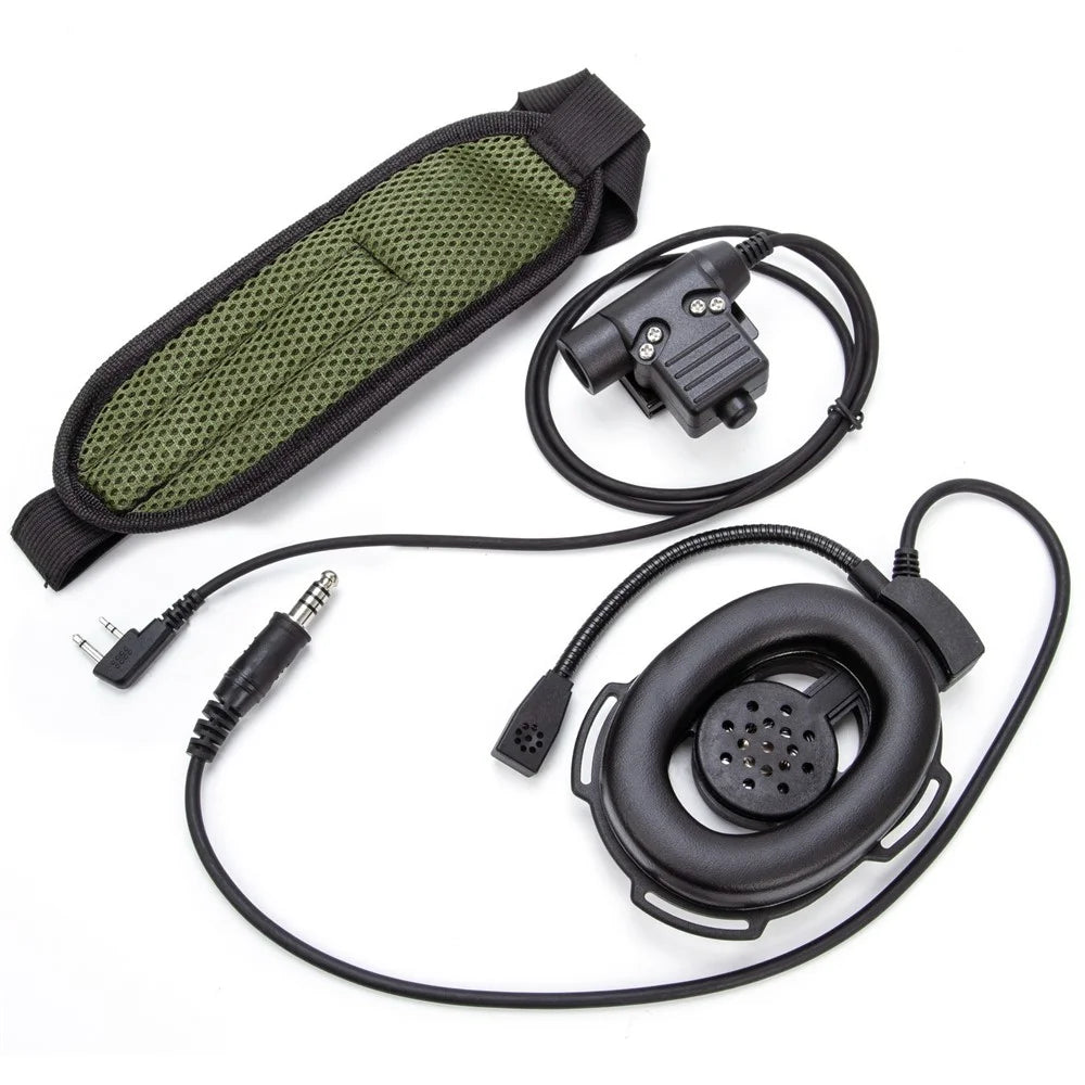 For ICOM IC-V82 / IC-V80 / IC-V8 HD01 Bowman Elite II Walkie Talkie 7.1mm Single Ear Headset with U94 PTT Adapter - Black - 2