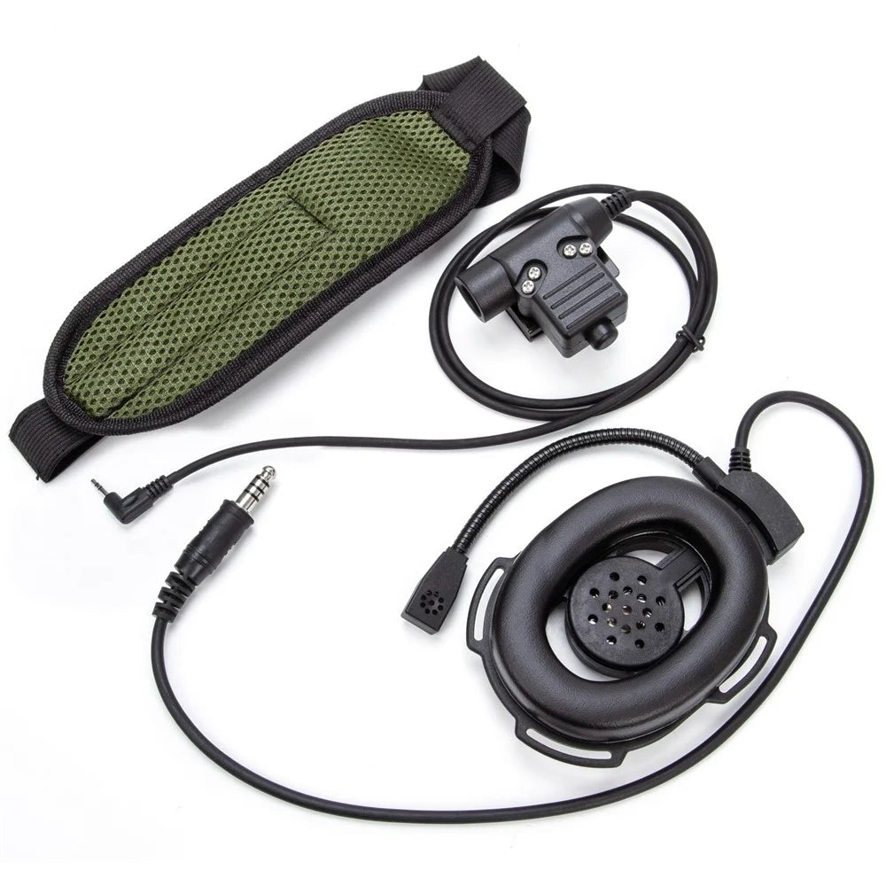 For Motorola T6200C / T6200 / T5620 HD01 Bowman Elite II Walkie Talkie 7.1mm Headphone with U94 PTT Adapter - Black - 2