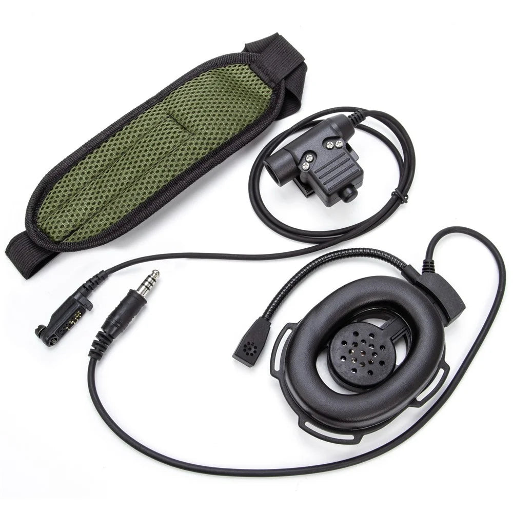 For Hytera PD680 / X1p / PD660 / PD600 / AR685 HD01 Single Ear Walkie Talkie 7.1mm Headphone with U94 PTT Adapter - Black - 2