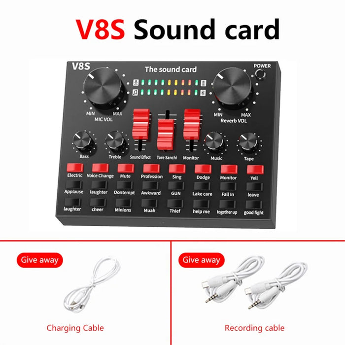 V8S Bluetooth-compatible USB External Sound Card Headset Microphone Webcast Live Broadcast Devices - 2
