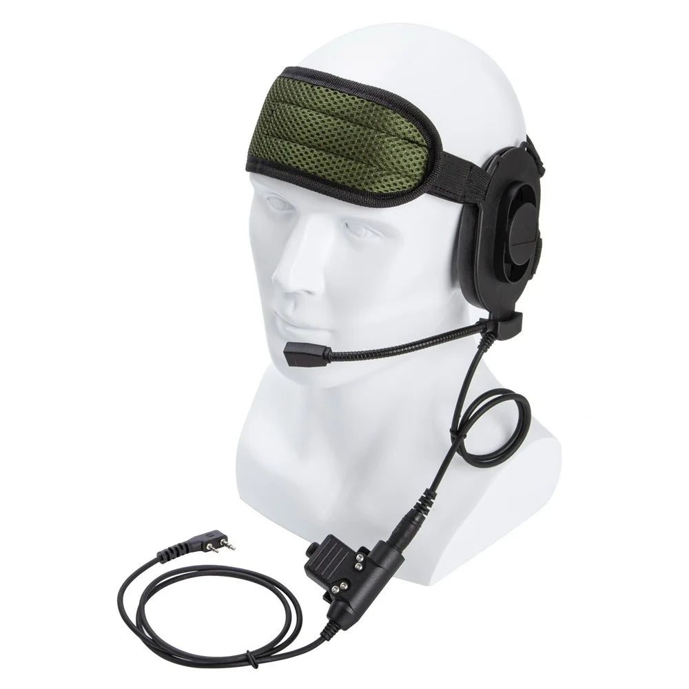 For Baofeng UV-5R HD01 Bowman Elite II Two Way Walkie Talkie 7.1mm Headset with U94 PTT Adapter - Black - 1