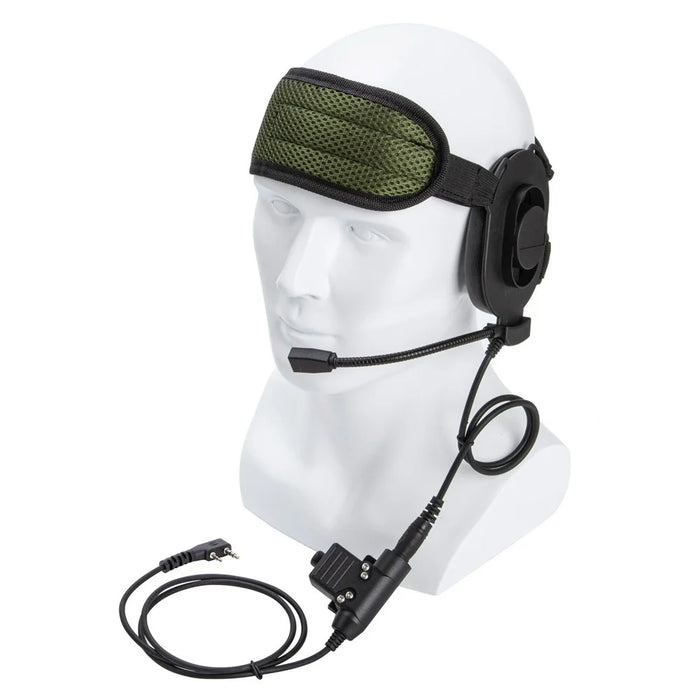 For Baofeng UV-5R HD01 Bowman Elite II Two Way Walkie Talkie 7.1mm Headset with U94 PTT Adapter - Black - 1