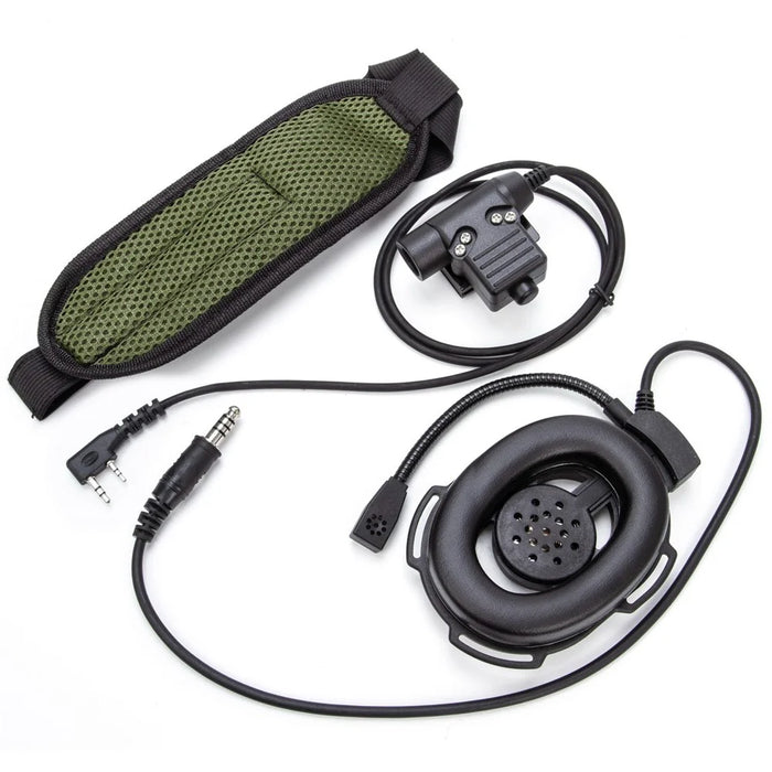 For Baofeng UV-5R HD01 Bowman Elite II Two Way Walkie Talkie 7.1mm Headset with U94 PTT Adapter - Black - 2