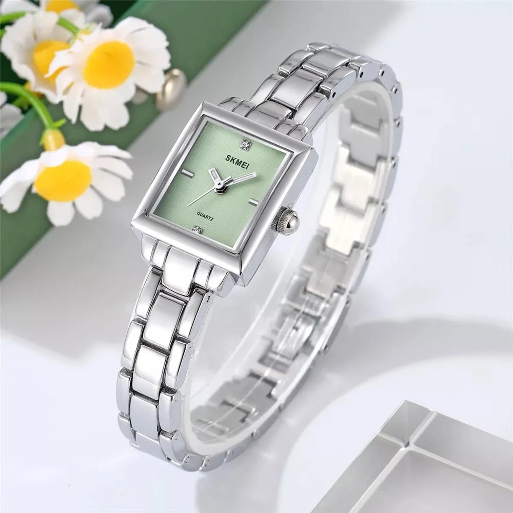 SKMEI 2315 Stylish Women Square Quartz Watch Alloy Strap Pointer Wrist Watch - Gold - 5