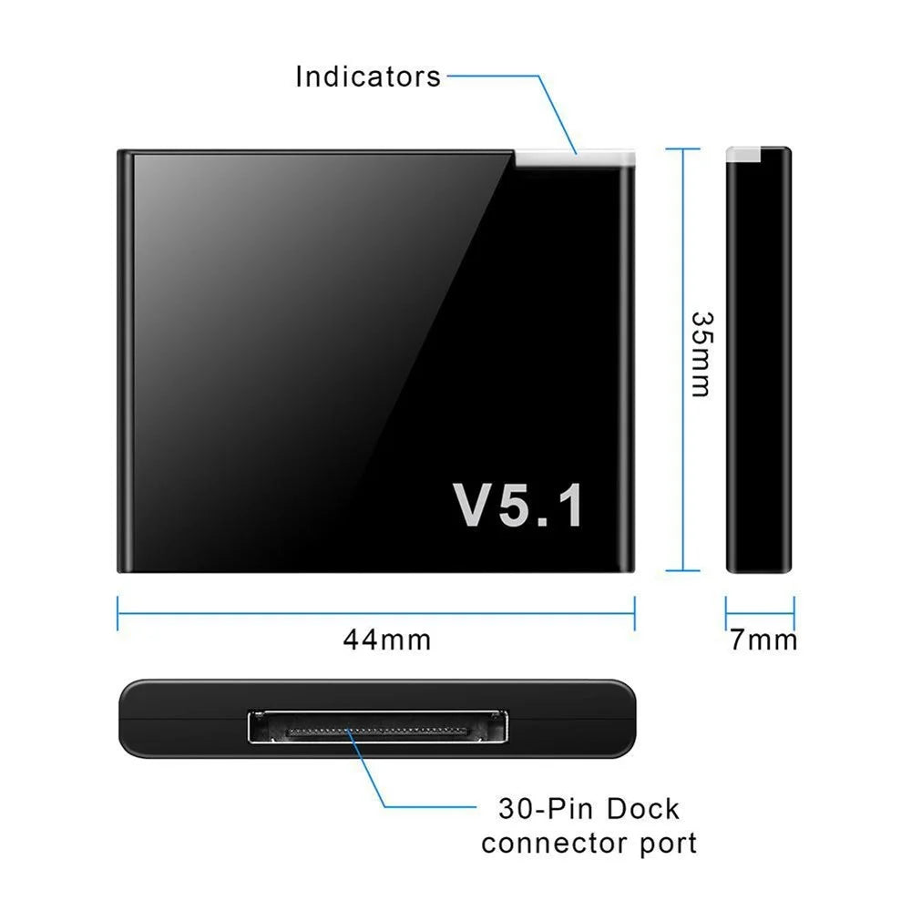 30-pin Bluetooth-compatible 5.1 Audio Receiver Speaker Mini Wireless Adapter 30-pin Jack Analog for iPhone iPad PC - 5