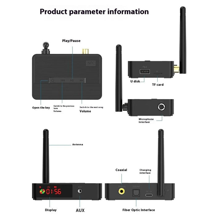 D400 NFC Optical Bluetooth-compatible 5.3 Receiver Audio Fiber Coaxial Adapter Support USB Flash Drive / TF Card Playback - 7