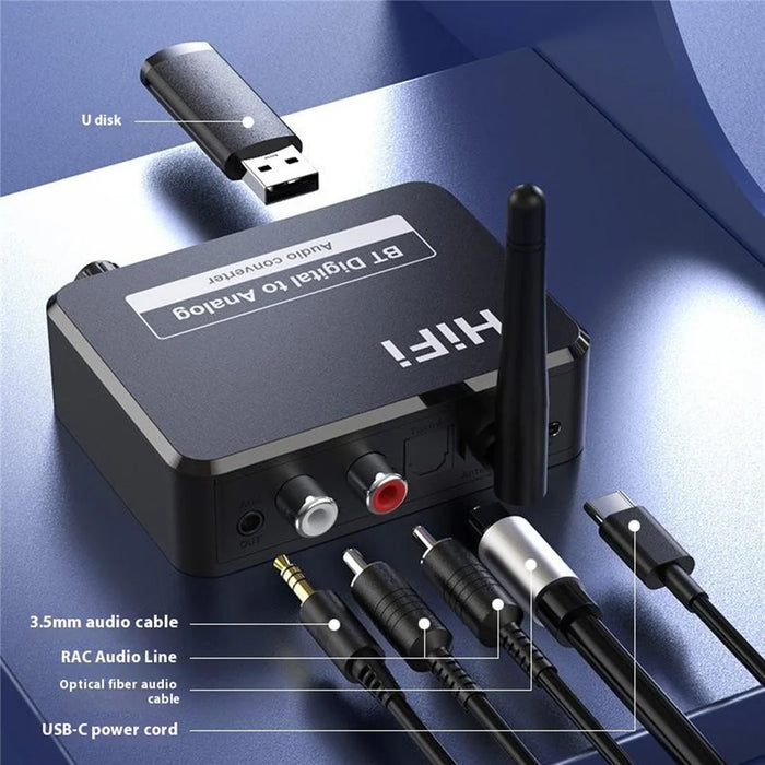 B35 Bluetooth-compatible 5.1 Receiver RCA 3.5mm AUX Adapter Converter for Home Theater - 3