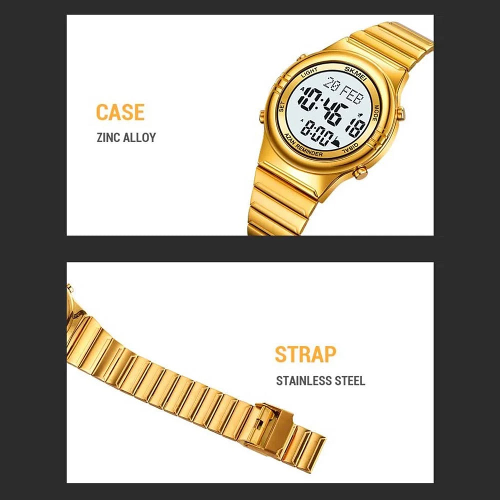SKMEI 2200 Steel Strap Digital Watch Date Time Display Stylish Sports Electronic Watch - Rose Gold - 4