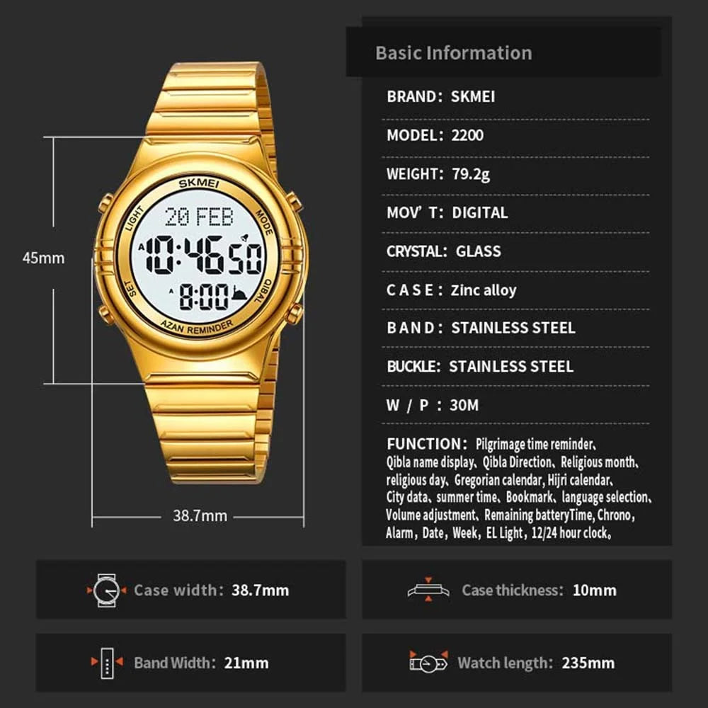 SKMEI 2200 Steel Strap Digital Watch Date Time Display Stylish Sports Electronic Watch - Rose Gold - 7