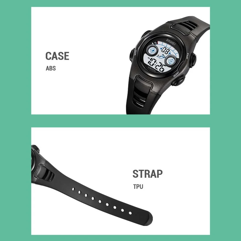 SKMEI 2309 Student Kids LED Backlight Digital Watch Date Alarm Clock Sports Electronic Watch - Black - 5