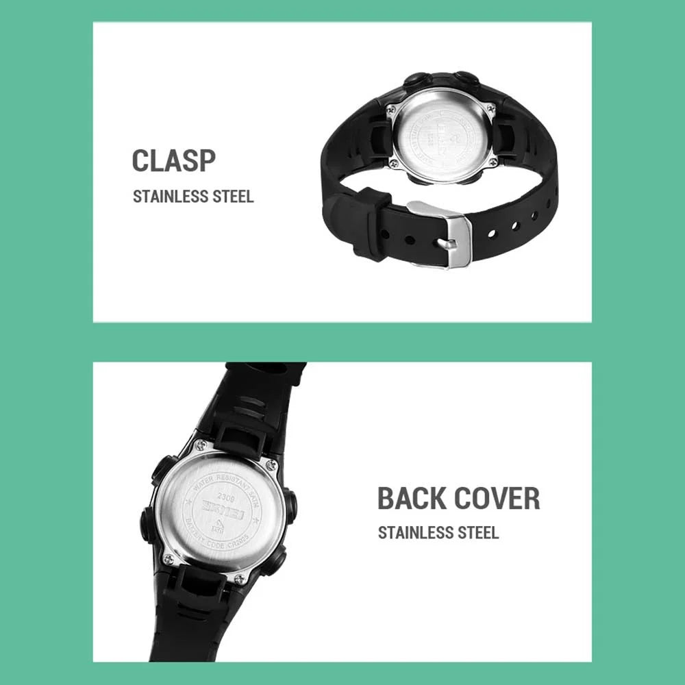 SKMEI 2309 Student Kids LED Backlight Digital Watch Date Alarm Clock Sports Electronic Watch - Black - 6
