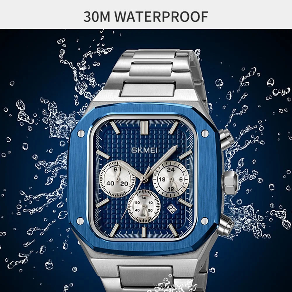 SKMEI 2201 Stylish Men Business Quartz Watch Square Luminous Wrist Watch - Blue - 2