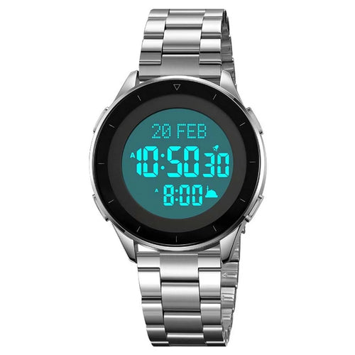 SKMEI 2300 Qibla Direction Indicator Digital Watch Luminous Bookmark Function Electronic Watch - Silver - 1