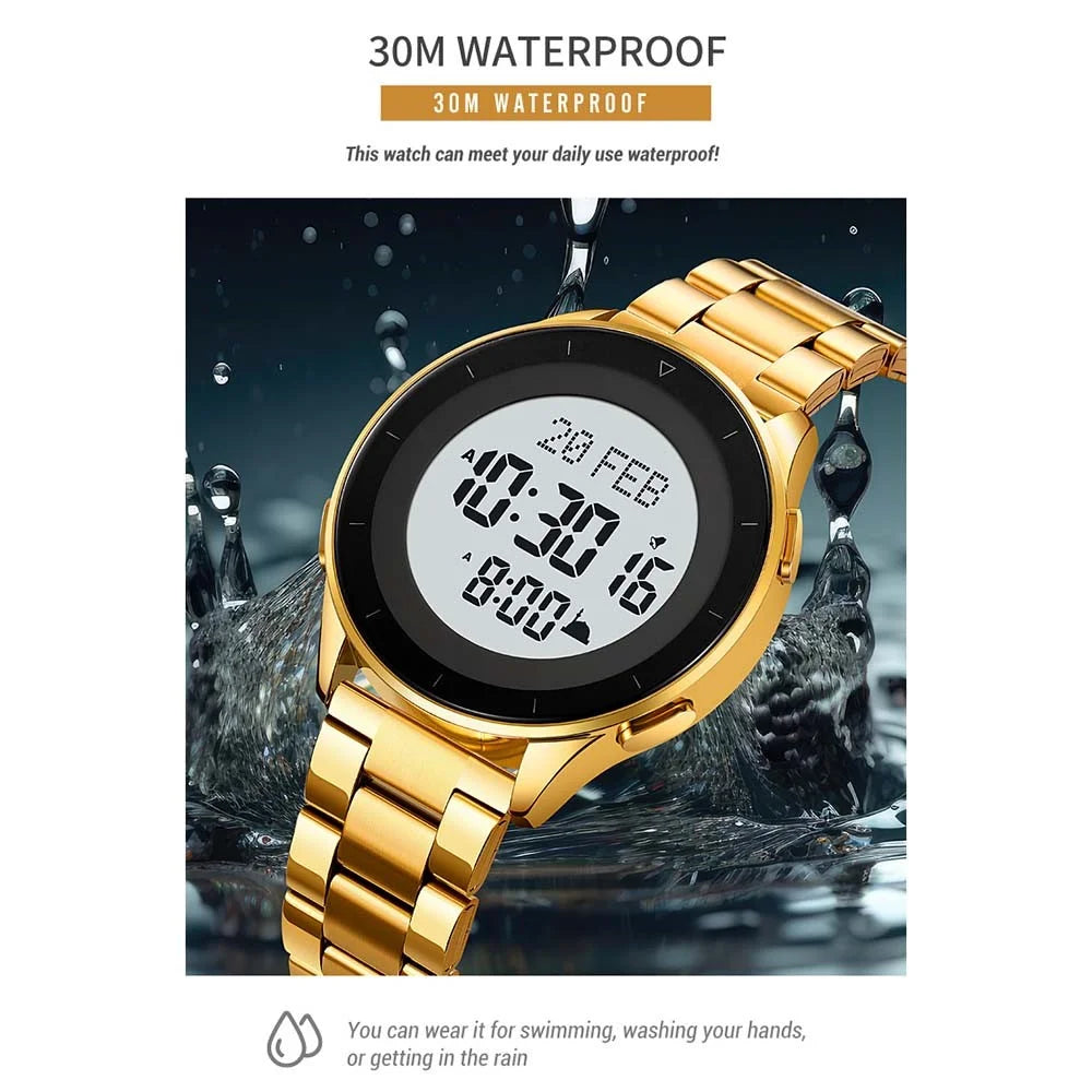 SKMEI 2300 Qibla Direction Indicator Digital Watch Luminous Bookmark Function Electronic Watch - Silver - 4