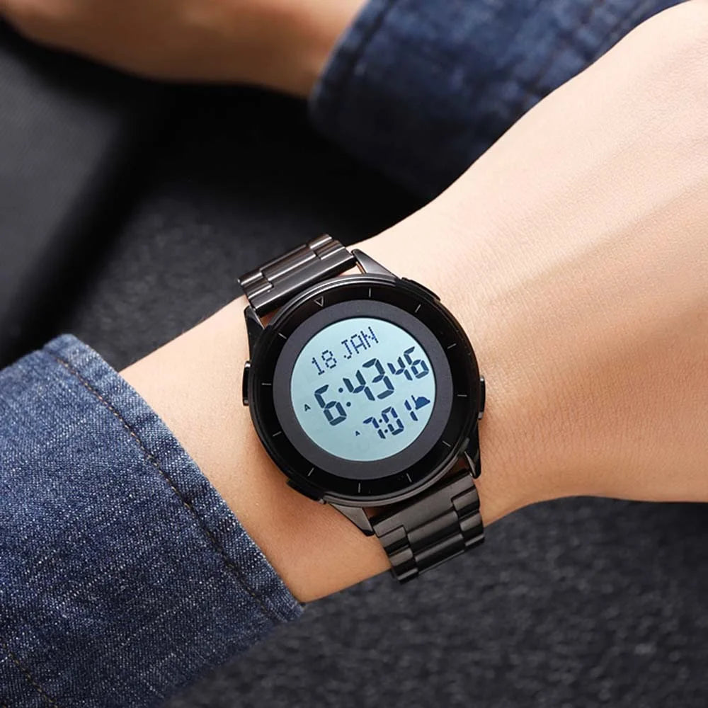 SKMEI 2300 Qibla Direction Indicator Digital Watch Luminous Bookmark Function Electronic Watch - Silver - 5